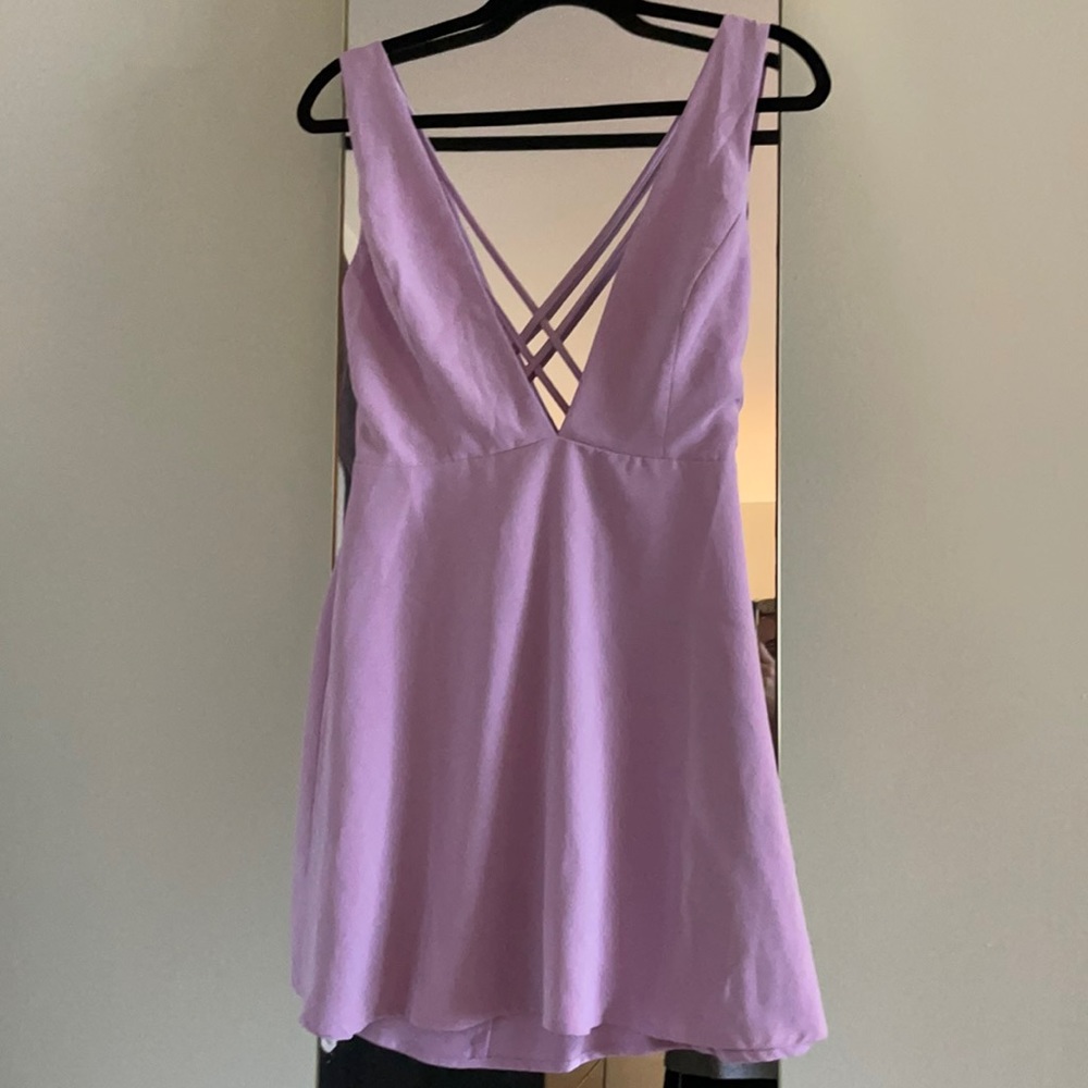 NWT Lilac V-neck Dress w/ Crisscrossed Back